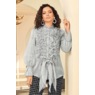 Zena Ruffled Organza Blouse with Faux-Pearl and Rhinestone Buttons, , large