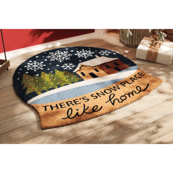 LED Snow Globe-Shaped Coir Indoor/Outdoor Mat , , large