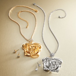 Rose Necklace and Earring Set, , large