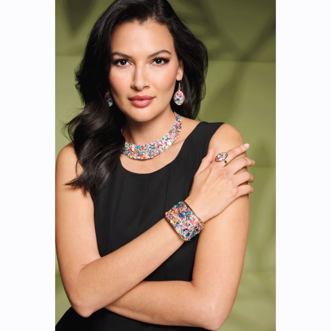 Multicolor Chips Necklace, Cuff, Earring & Ring Set, , large