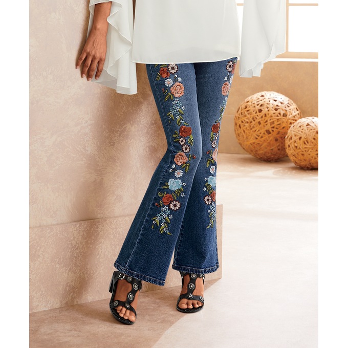 Fleetwood Floral Embroidered Jean, , large