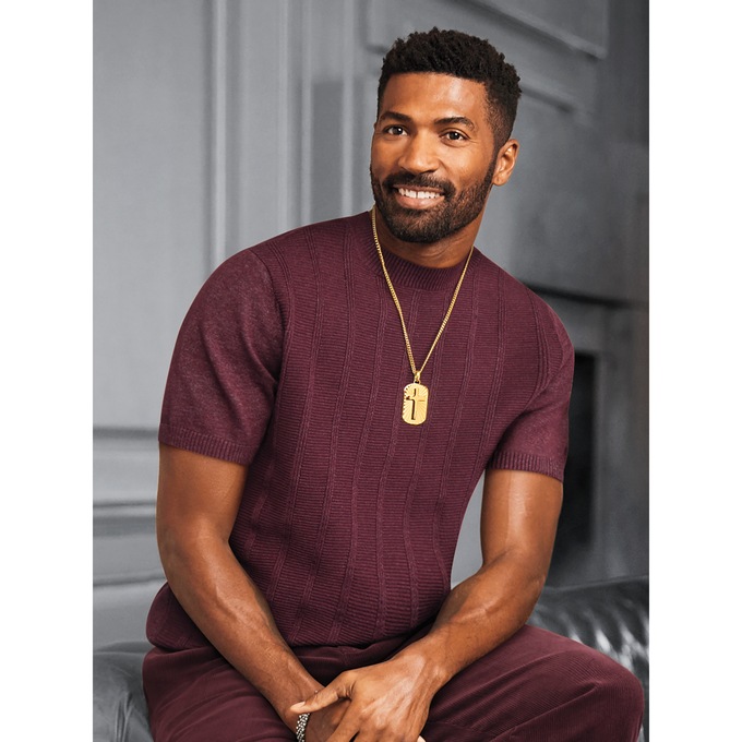 Noah Short-Sleeve Mock-Neck Sweater, , large