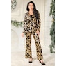 Thea Stretch Velour 3-Piece Pant Suit for Women with Satin Cami, , large