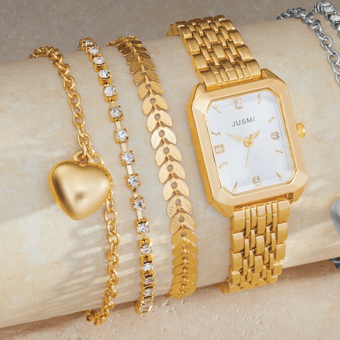 Watch & 3-Piece Bracelet Set, , large