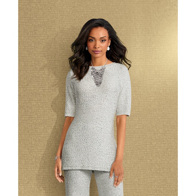 Sequin Embellished Top, , large