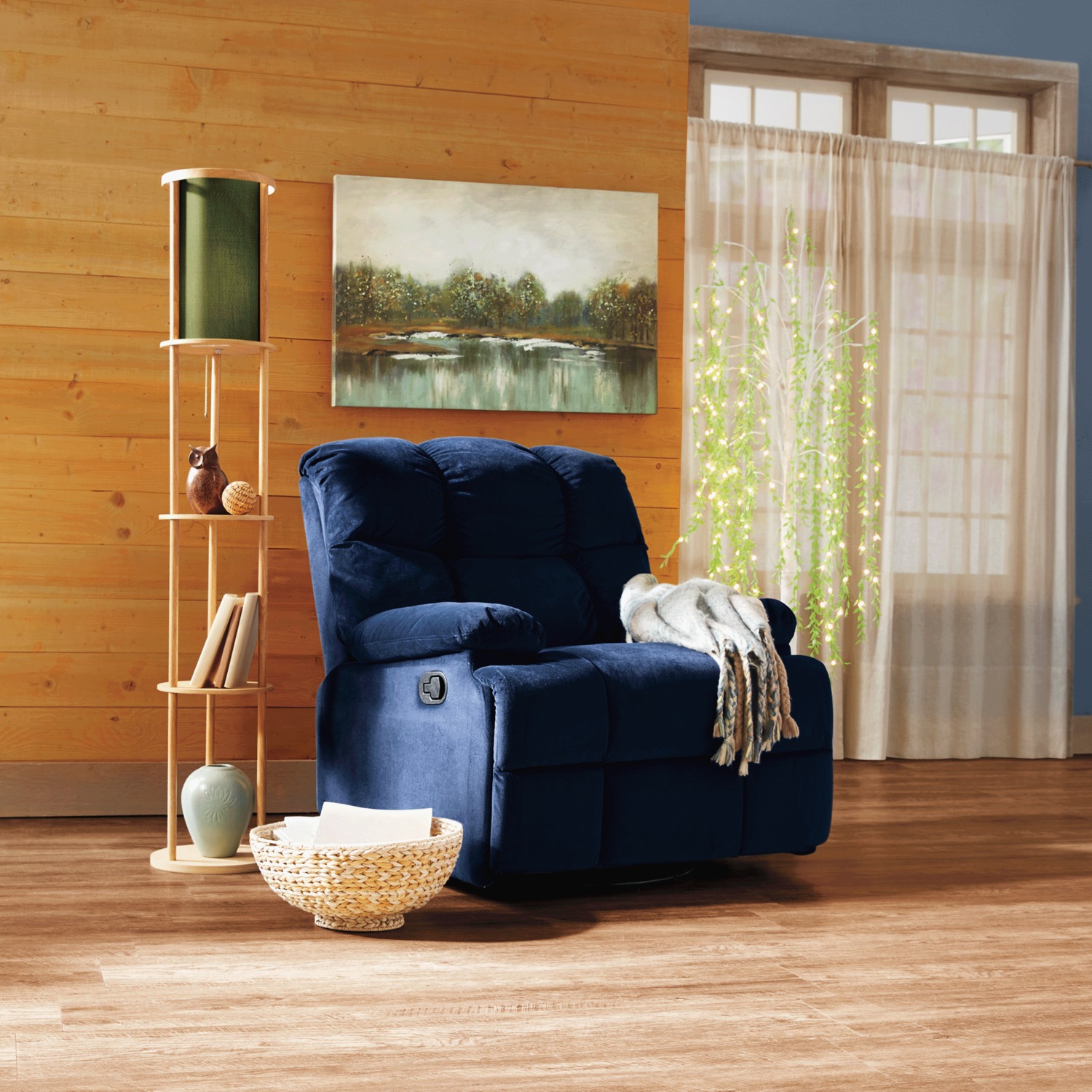 Blue sales microfiber recliner