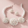 Faux-Pearl Crystal Cluster Necklace & Earring Set, , large