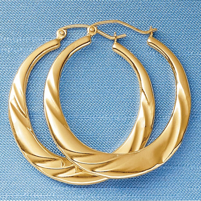 Gold Round/Twist Hoops, , large
