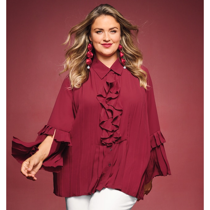 Iris Ruffle Blouse, , large