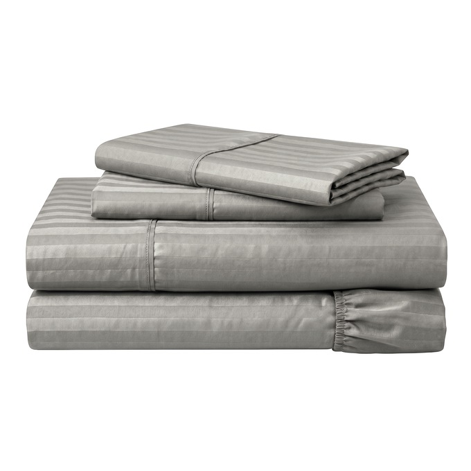 400-Thread Count Egyptian Cotton Sateen Stripe Sheet Set, , large