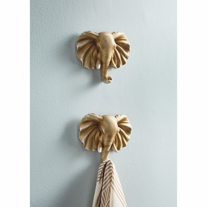 Set of 2 Elephant Wall Hooks, , large