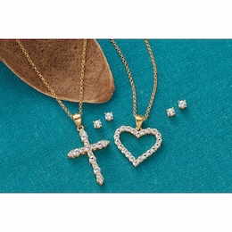 Lab-Created White Sapphire Necklace &amp; Earring Set, , large