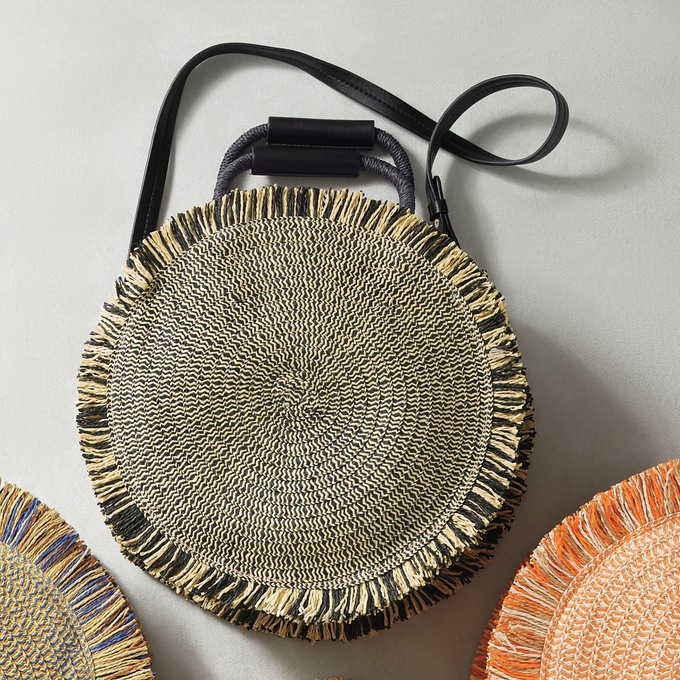 Fringe Circle Bag, Black, large