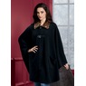 Faux-Fur Trim Cape, Black, large