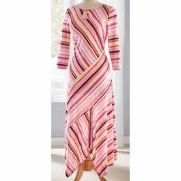 Asymmetrical Stripey Maxi Dress, , large