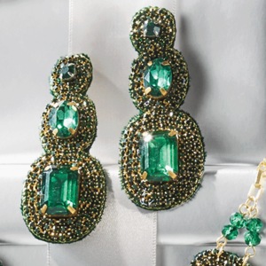 Green Crystal Earrings, , large