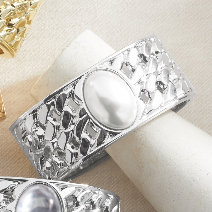 Accent Stone Hinged Bangle, , large