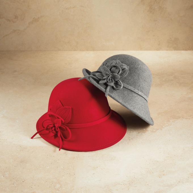Elenor Wool Flower Fedora, , large