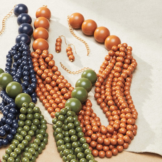 Beaded Multi-Strand Necklace and Earring Set, , large