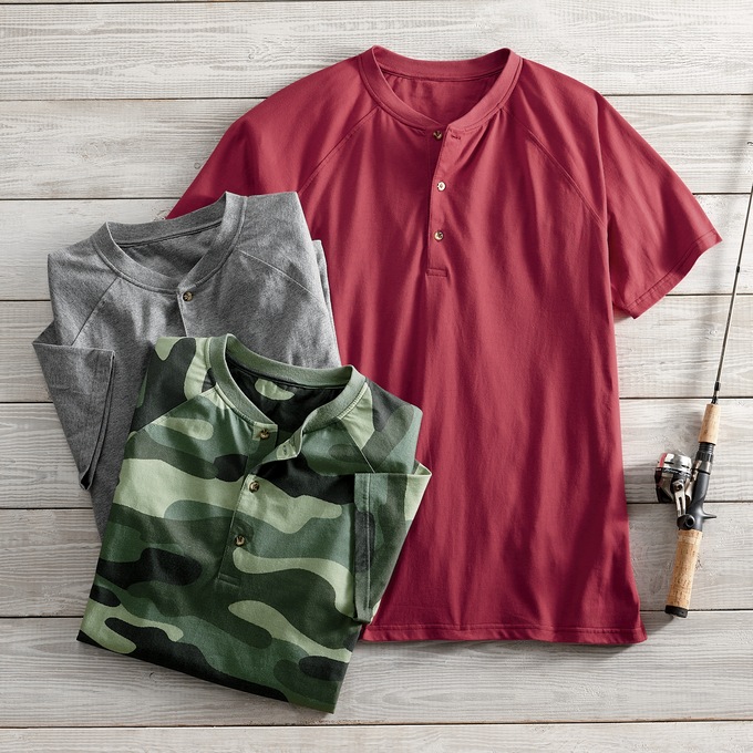 Men's Short Sleeve Henley, , large