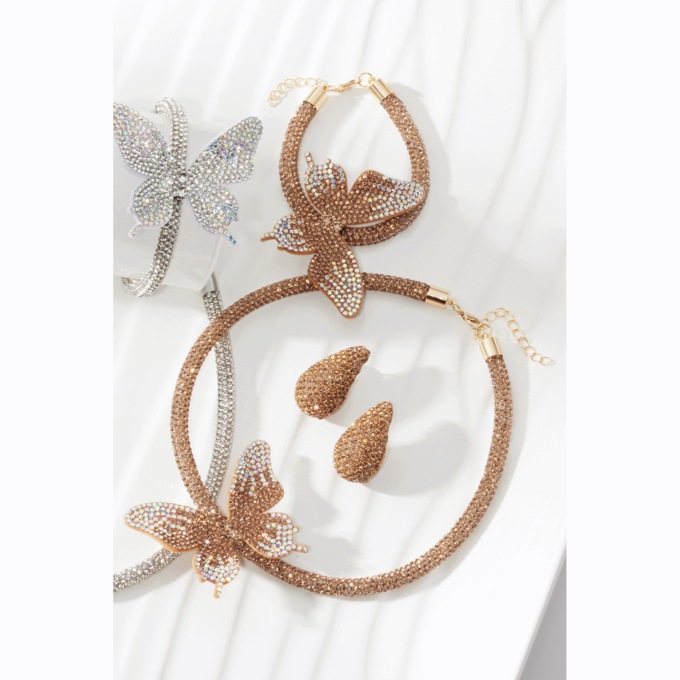Butterfly Pav&eacute; Crystal Necklace, Bracelet & Earring Set, , large