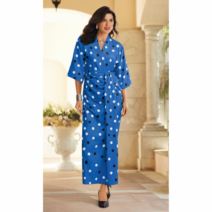 Polka Dot Dolman-Sleeve Dress, , large