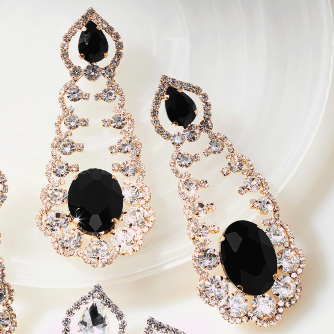 Crystal Frame Suspending Drop Earrings, , large