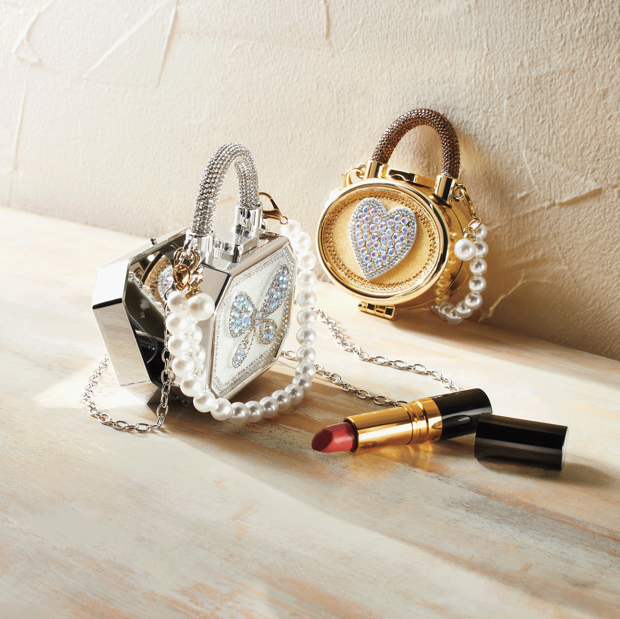 Mini Compact Mirror Pill Purse, , large