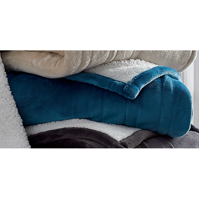 Westinghouse Reversible Fleece to Sherpa Heated Throw, Plush, Deep Teal, large