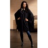Faux-Fur Trim Cape, Black, large