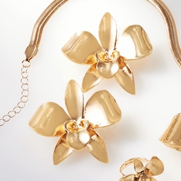 Orchid/3-D Collection Earrings, , large