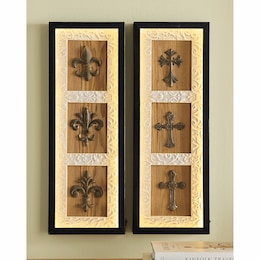 Set of 2 Lit Traditional Cross Wall Art, , large