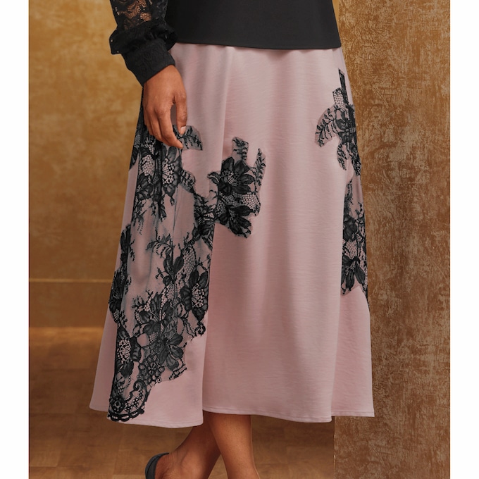 Salem Satin & Lace Skirt, , large