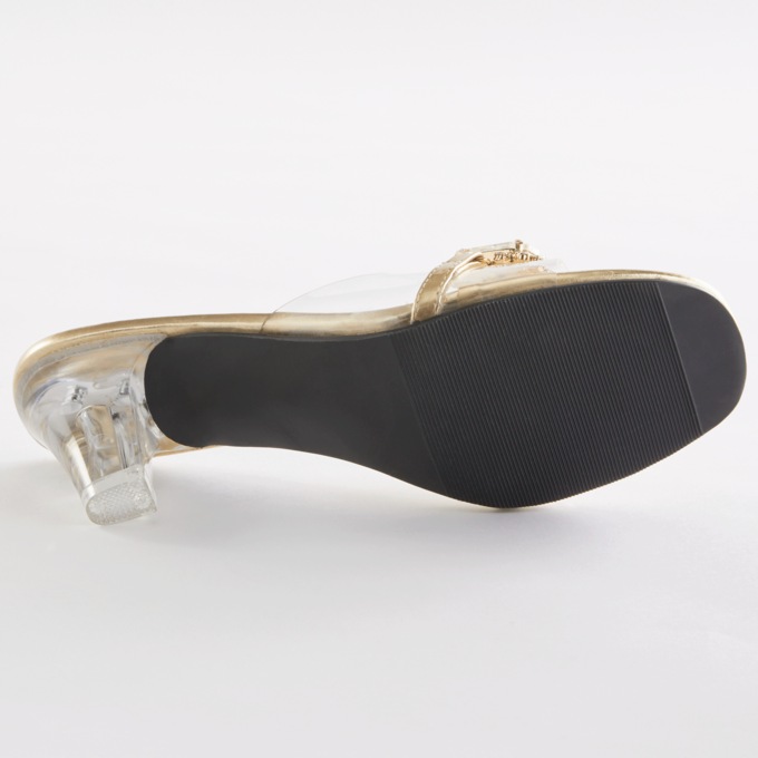 The Classique Vinyl Rhinestone Slide for Women with a Clear 2.5" Lucite Heel, , large