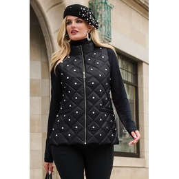 Krystal Embellished Puffer Vest, , large