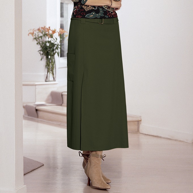 Cotton Cargo-Pocket Skirt, , large