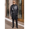 Sylvester Men&rsquo;s Faux Suede Trench Coat with Faux Leather Trim, Black, large