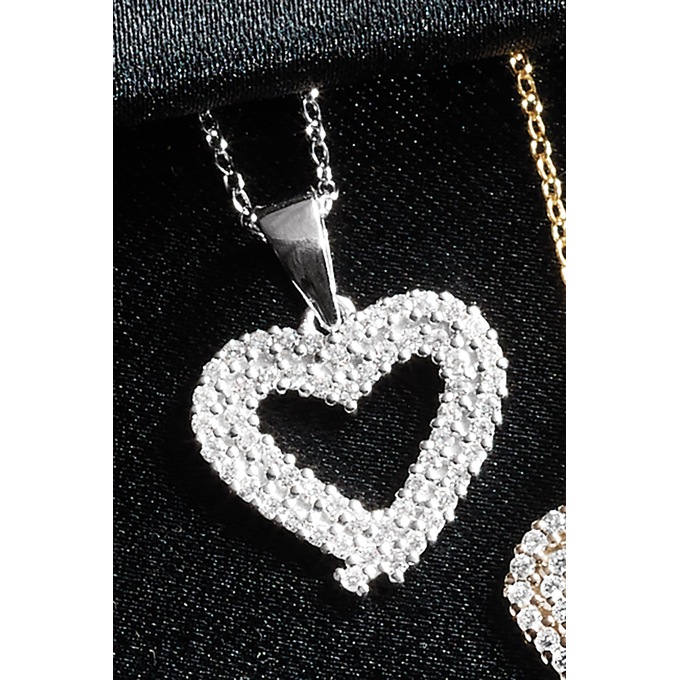 Lab-Created Diamond Heart Pendant  - .50 CTTW, , large