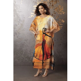Neyhma African-Portrait Print Long Caftan, , large