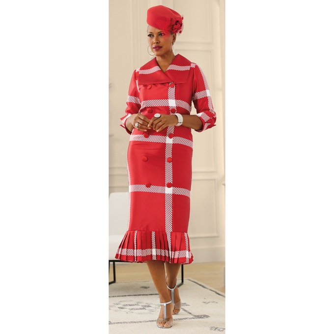 Exploded Plaid Peplum Dress and Ora Flower Pillbox, , large