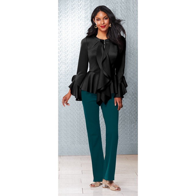 Darcy Ruffles Jacket, Black, large