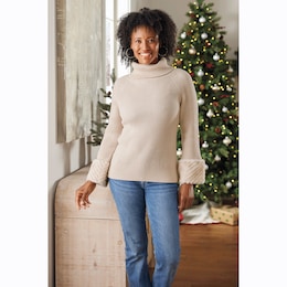Meara Faux-Fur Turtleneck, , large