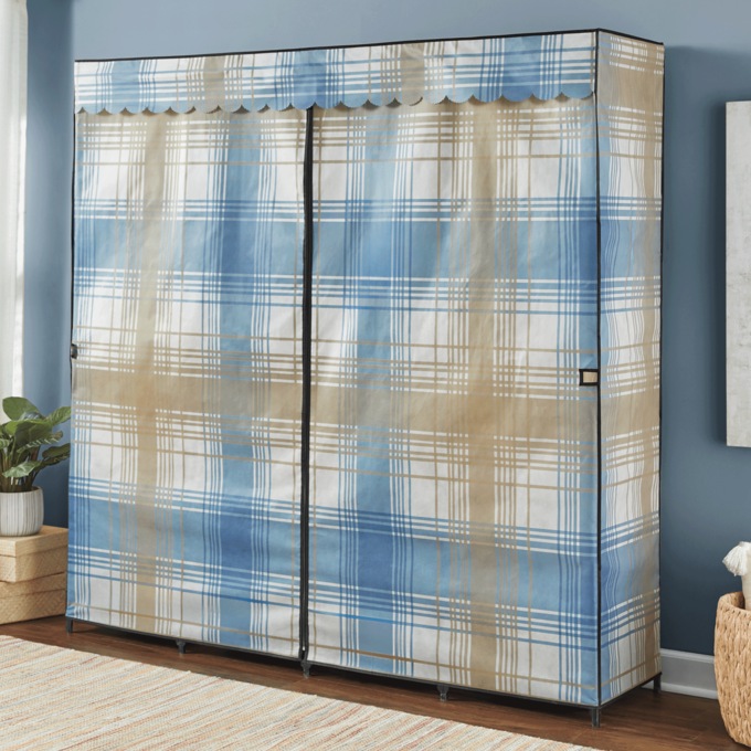 Scalloped Curtain Storage Wardrobe, , large