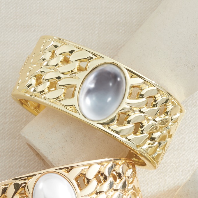 Accent Stone Hinged Bangle, , large