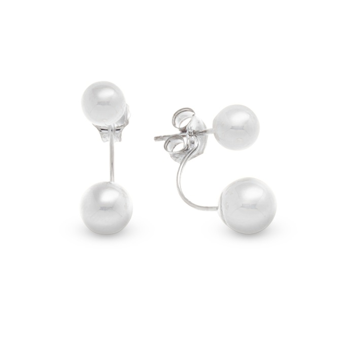 10K Gold Front/Back Ball Post Earrings, , large