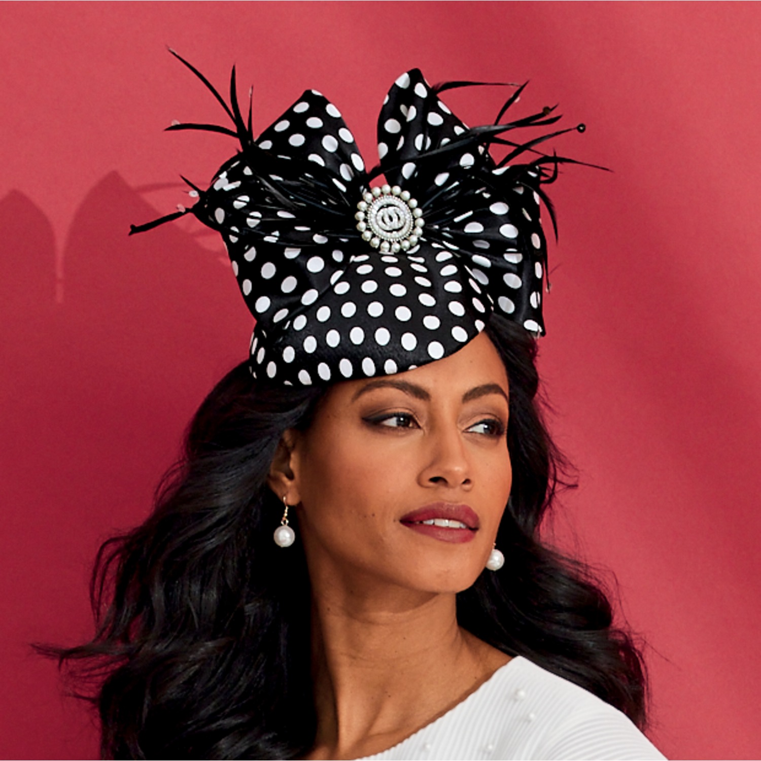 Whittall & Shon Rubina Polka Dot Fascinator Midnight Velvet