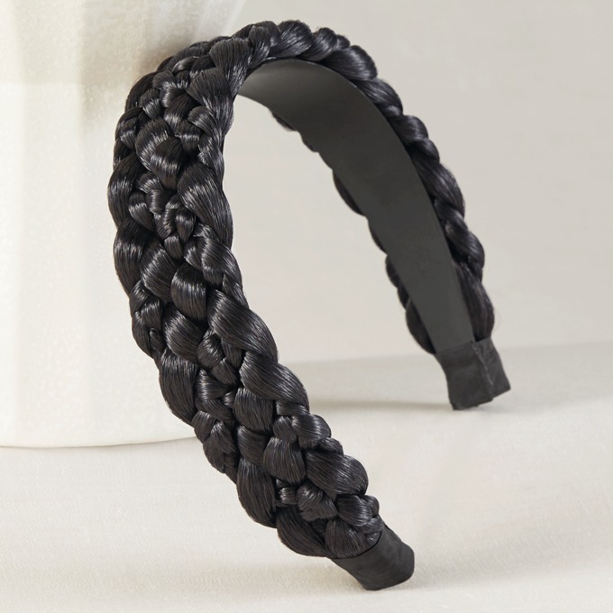 Braided Headband, Off Black, large