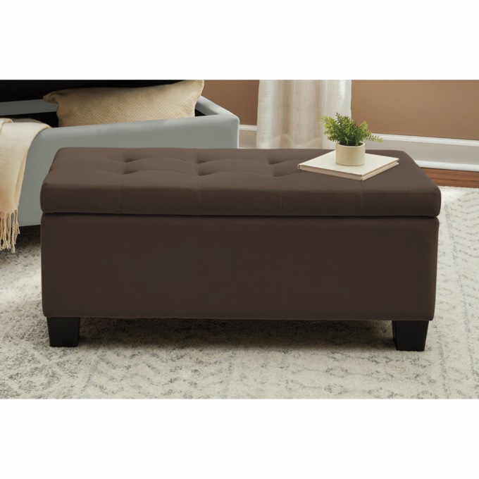 Plush Storage Ottoman, , large