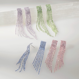 Color Crystal Fringe Earrings, , large