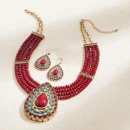 Pear/Multi-Crystal/Bead Necklace &amp; Earrings Set, , large